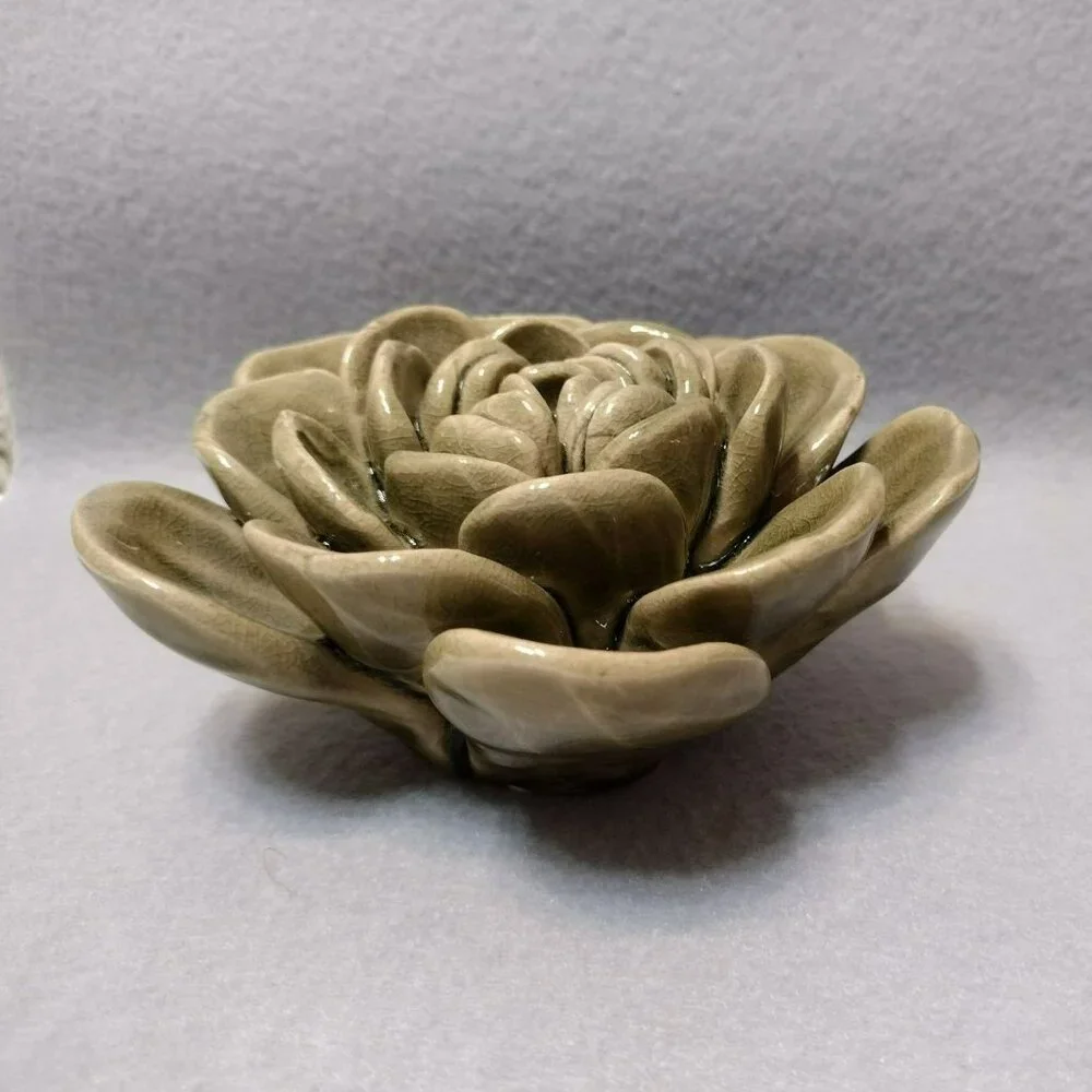 Handcrafted Ceramic Succulent, Studio Pottery, Leaf Plant Figurine, Boho Decor